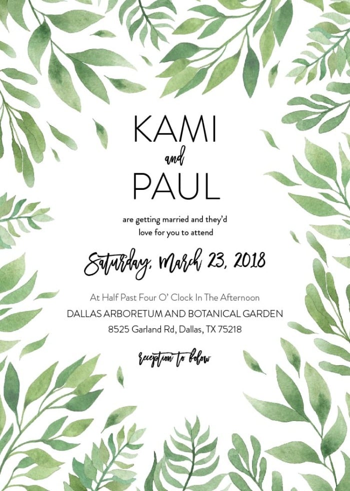 Free Leaf Wedding Invitation