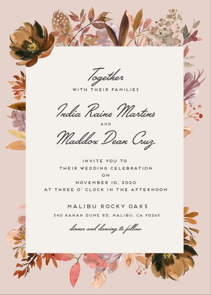 Boho Floral Wedding Invitation