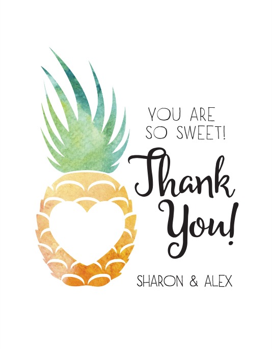 Pineapple Suite Free Printable Wedding Thank You Card