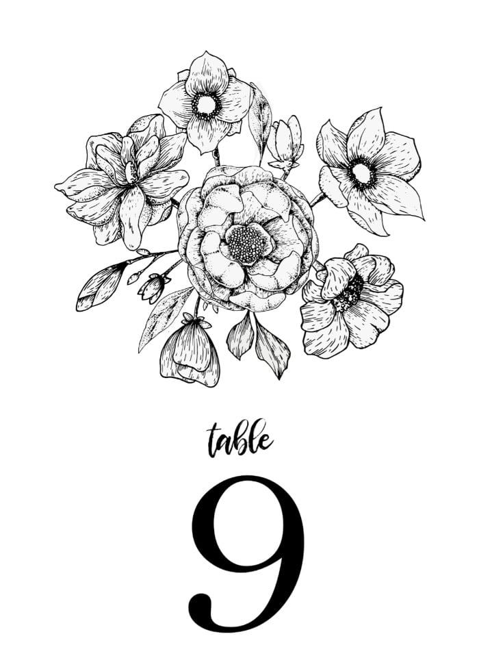 The Botanical Invitation Suite Table Number