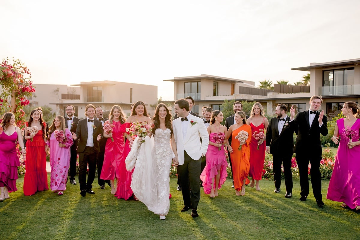 Colorful and monochrome bridal party